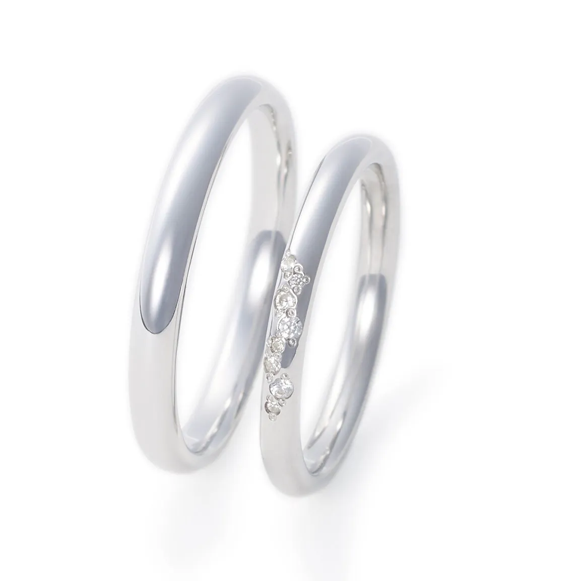 Japanese Style Couple Diamond Wedding Ring Set - WM13