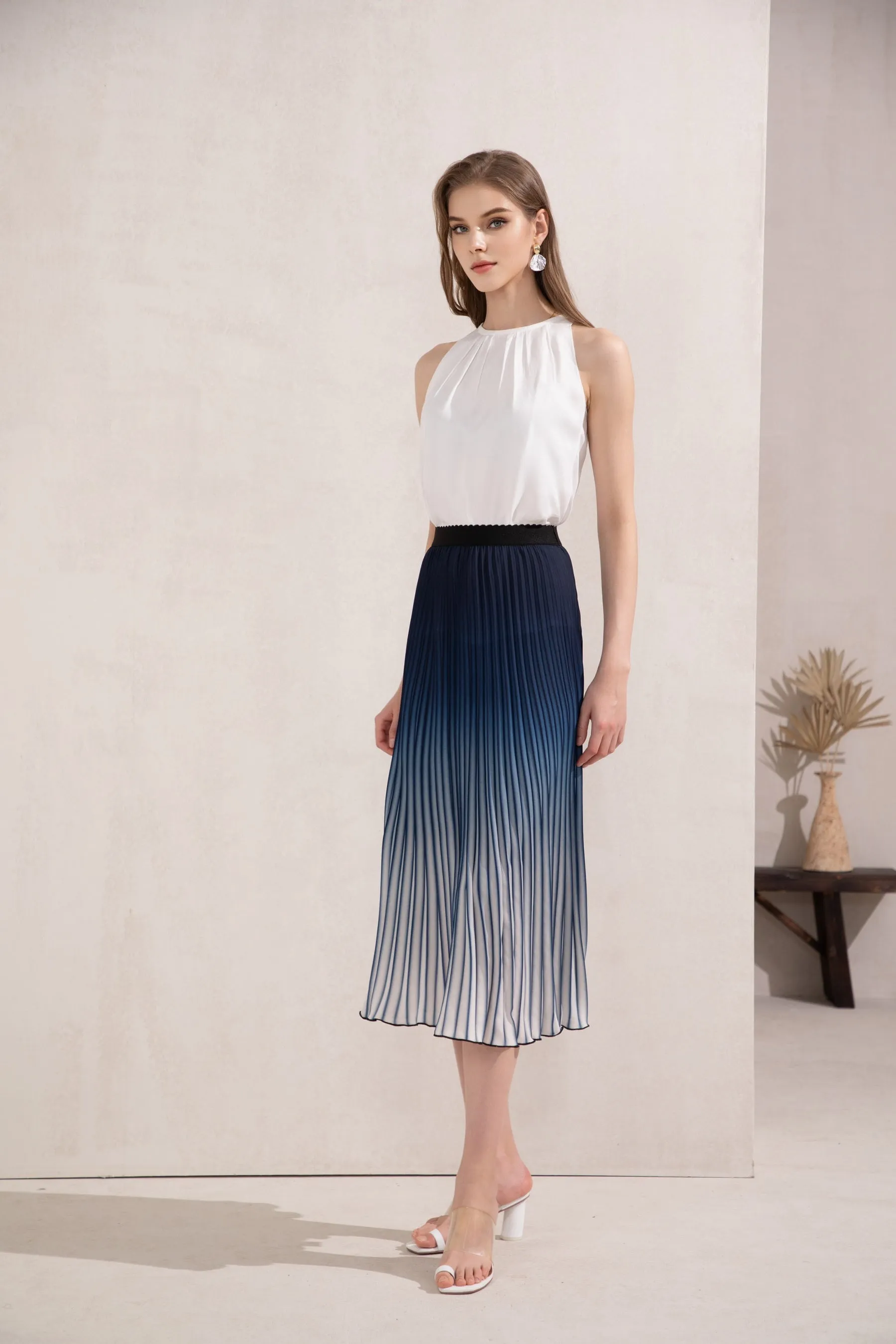 Jaquie Ombre Pleated Skirt - Blue - GDS