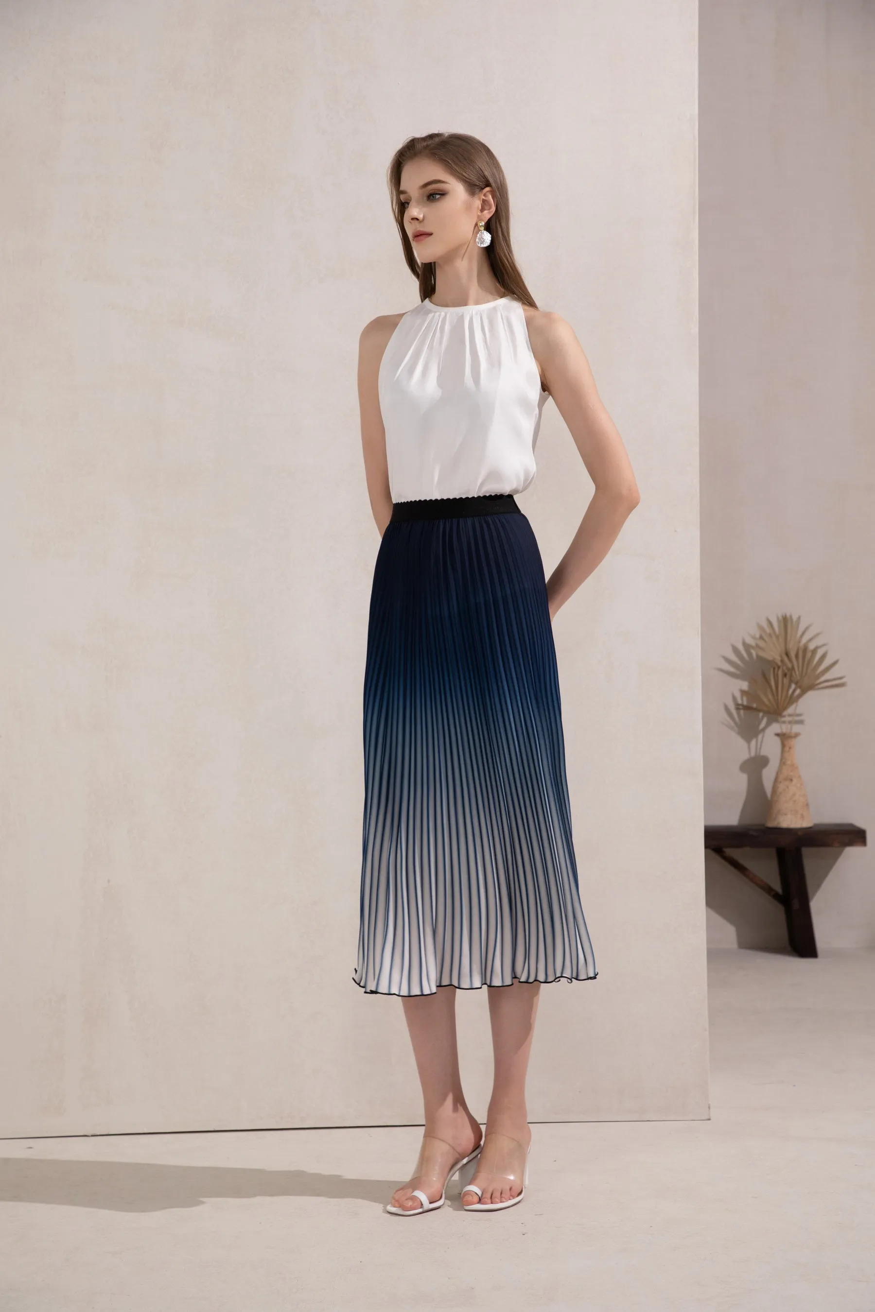 Jaquie Ombre Pleated Skirt - Blue - GDS