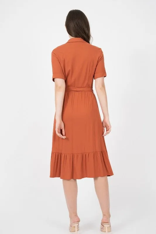 Jayda Midi Dress in Rust