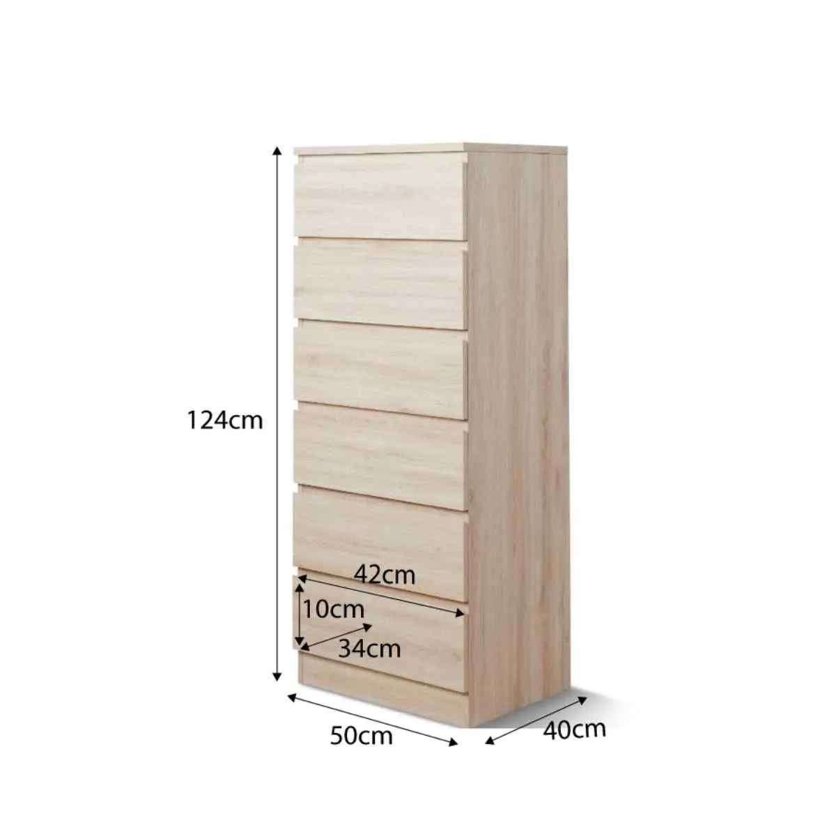 Jolt Six Drawer - Slim - Natural