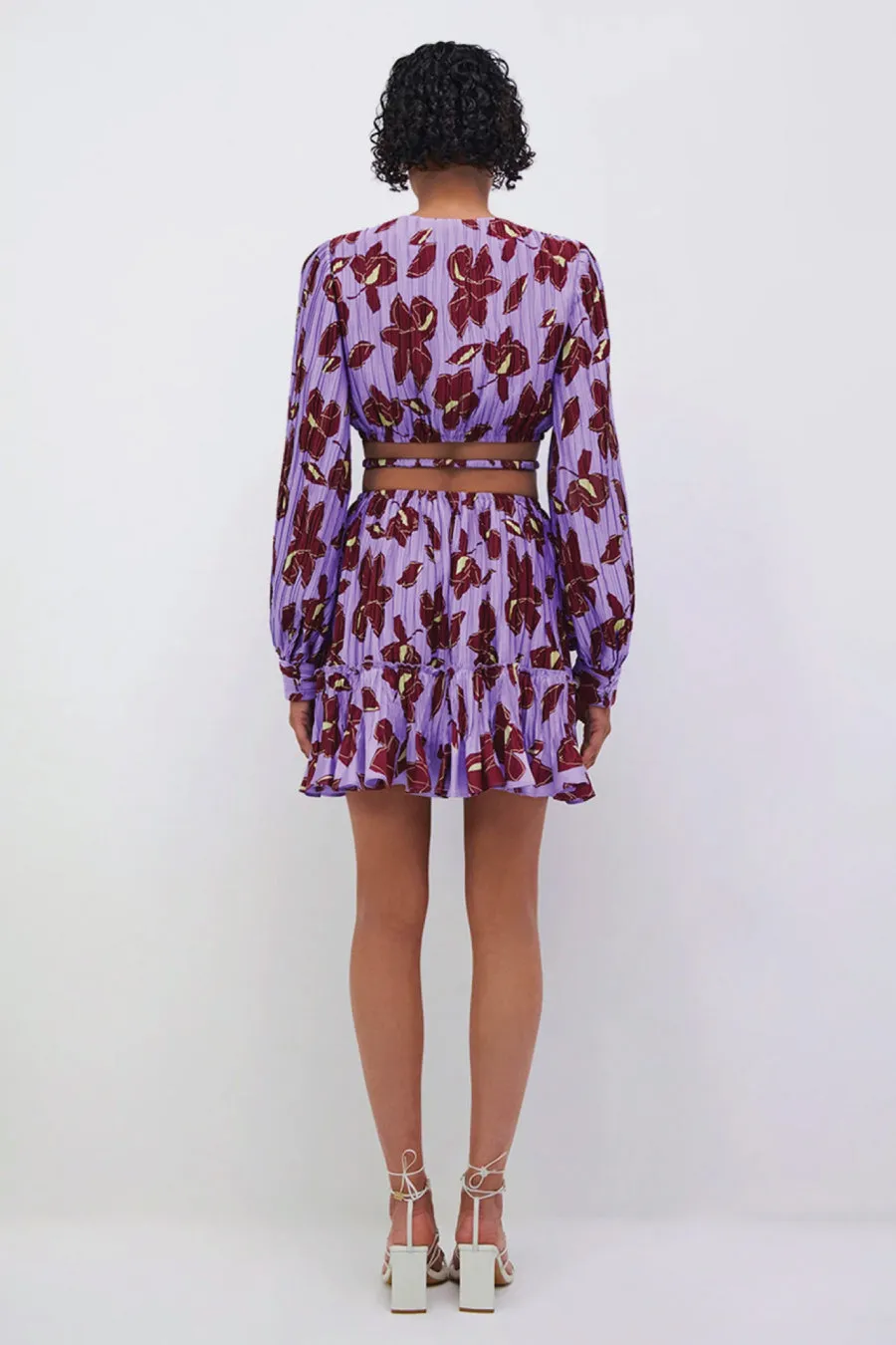 Jonathan Simkhai Londyn Floral Cut Out Mini Dress - Lavender Print