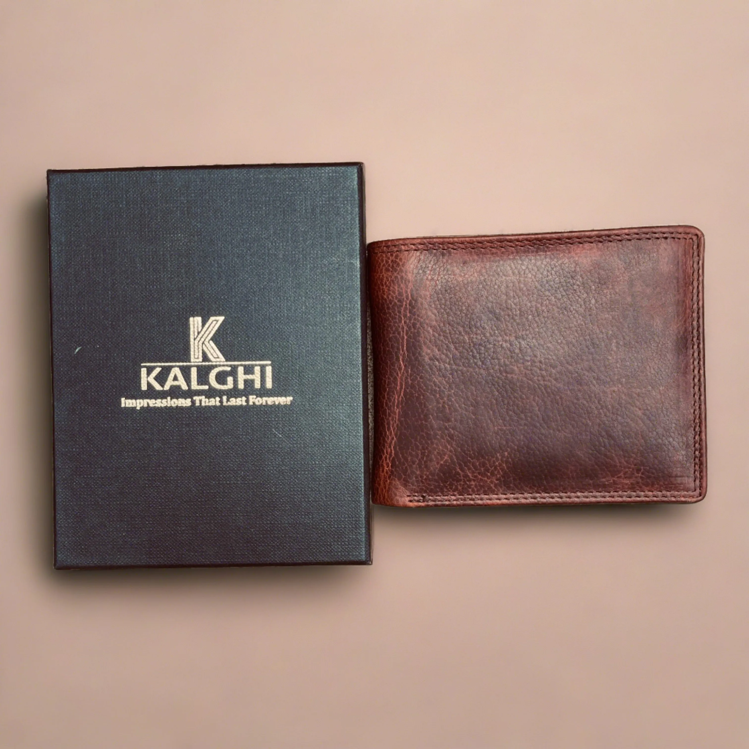 Kevin Men's Brown Leather Wallet, Personalised - KALGHI