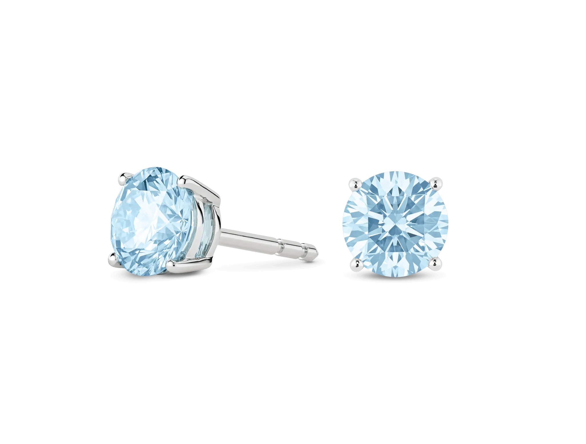 Lab-Grown Diamond 2ct. tw. Round Brilliant Solitaire Studs | Blue