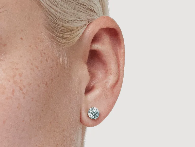 Lab-Grown Diamond 2ct. tw. Round Brilliant Solitaire Studs | Blue