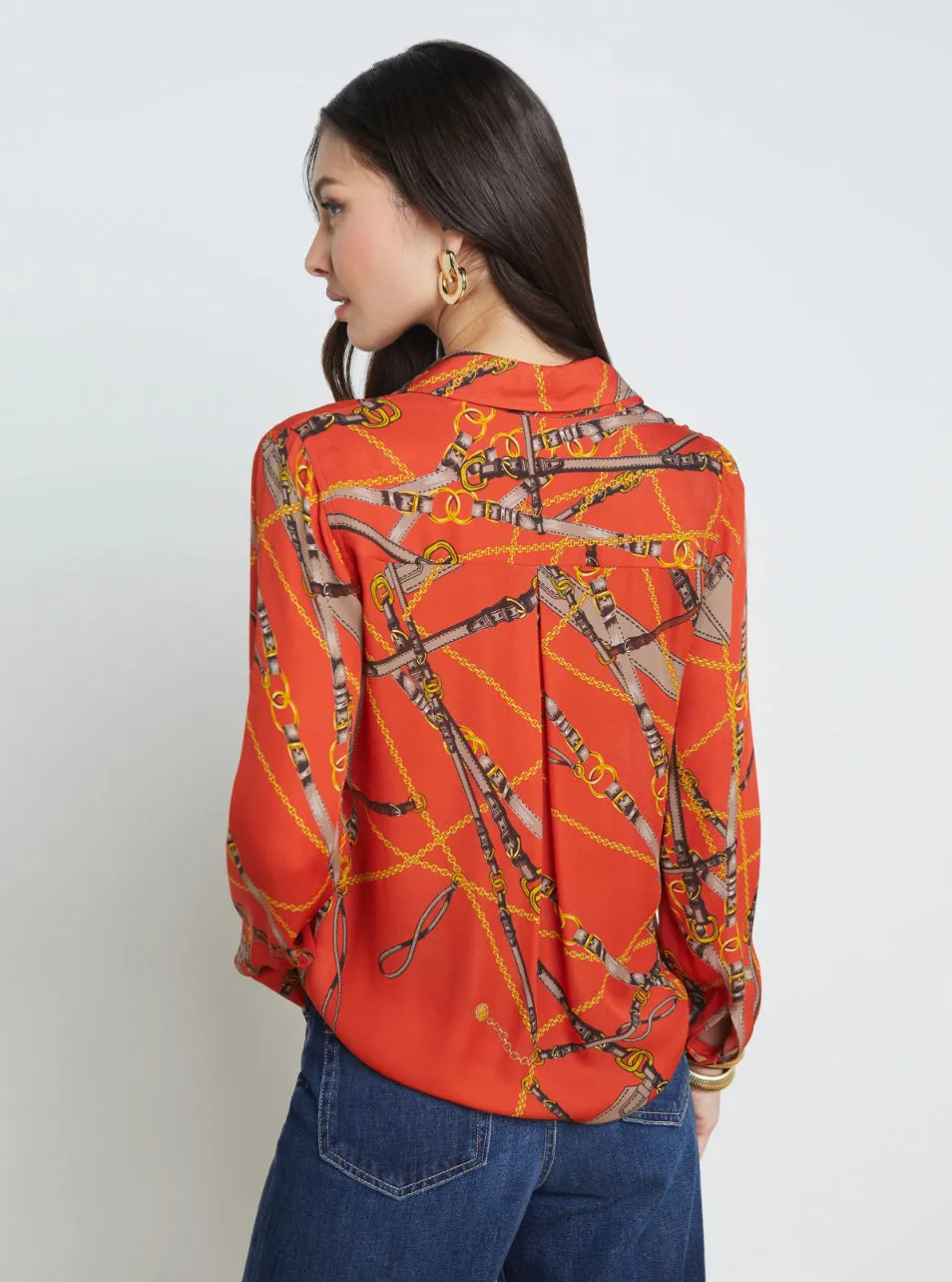 L’agence - Nina Blouse - Red Clay Multi Straight Belt