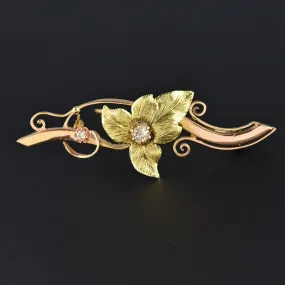 Large Edwardian 18K Gold Mine Cut Diamond Brooch