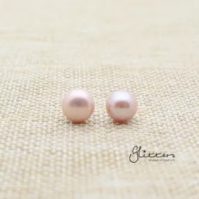 Light Purple Cultured Freshwater Pearl with Sterling Silver Post Women's Stud Earrings-6mm | 7mm | 8mm | 9mm