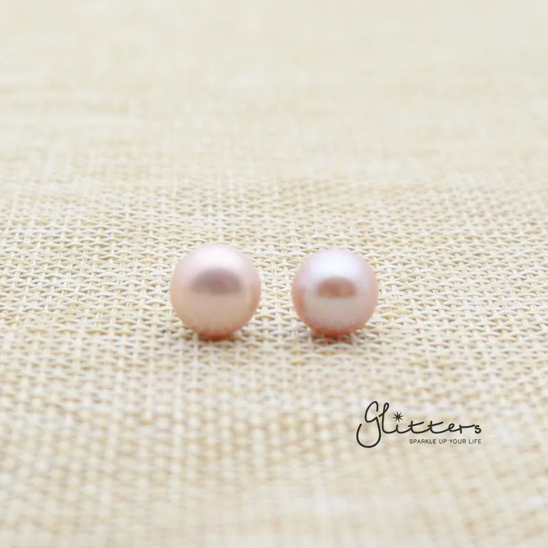 Light Purple Cultured Freshwater Pearl with Sterling Silver Post Women's Stud Earrings-6mm | 7mm | 8mm | 9mm