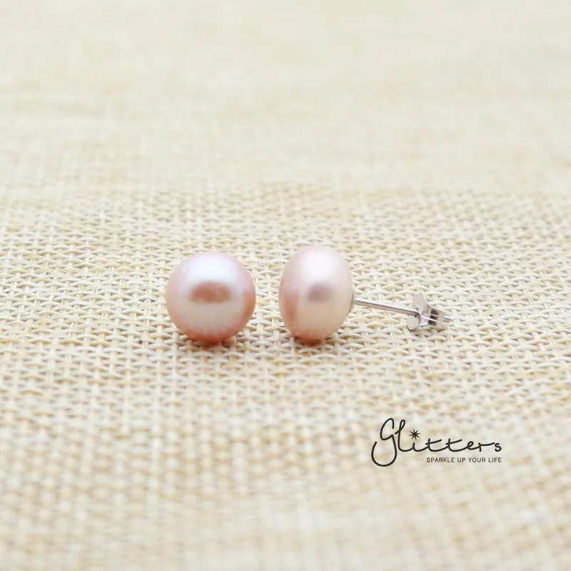 Light Purple Cultured Freshwater Pearl with Sterling Silver Post Women's Stud Earrings-6mm | 7mm | 8mm | 9mm