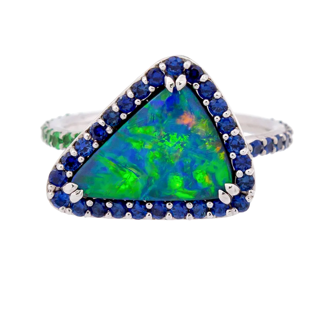 Lightning Ridge Black Opal Triangle Ring