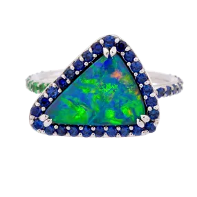 Lightning Ridge Black Opal Triangle Ring