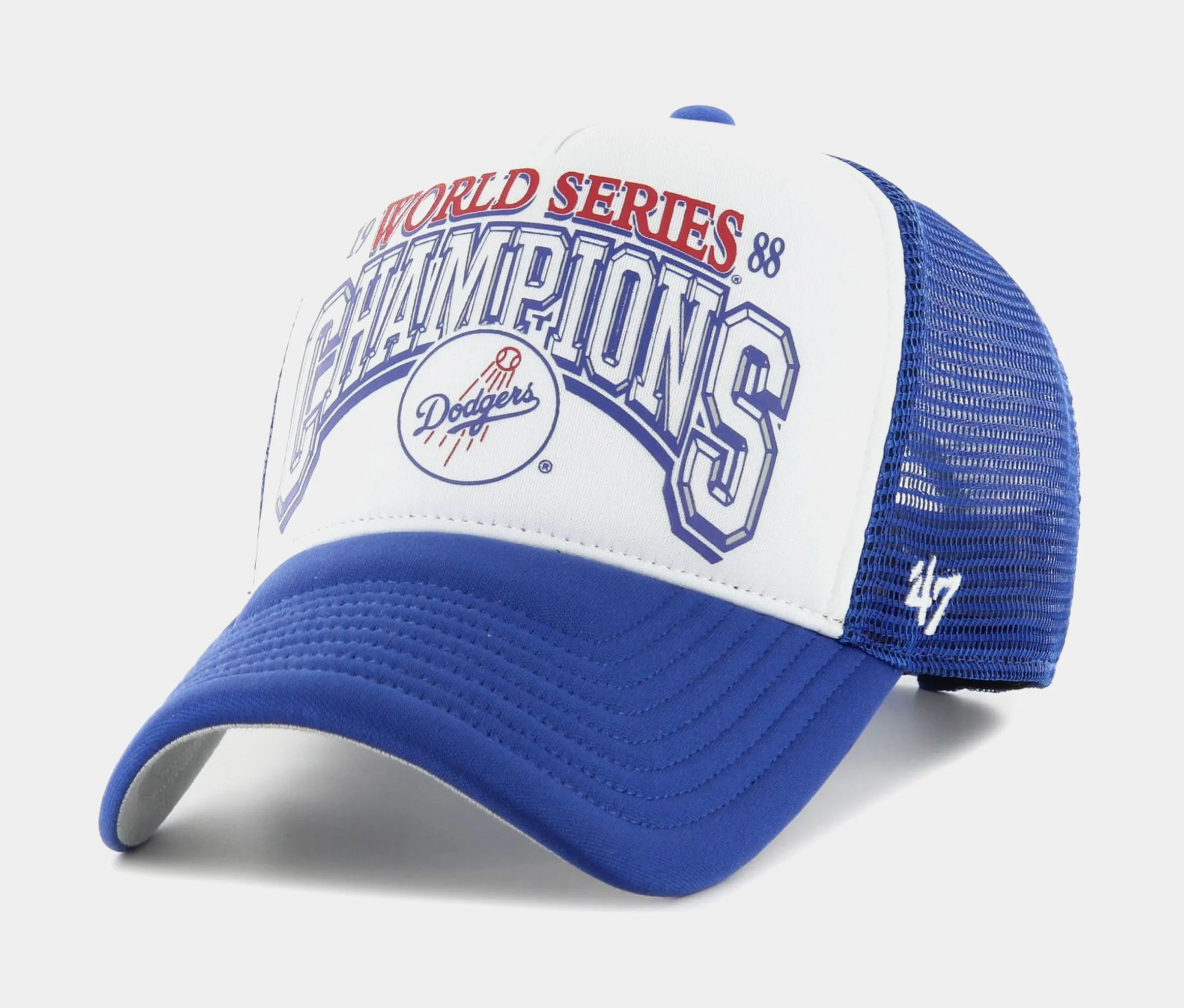 Los Angeles Dodgers World Foam Champion Trucker Mens Hat (Blue/White)