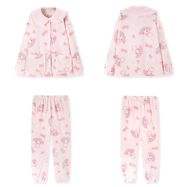 Lovely melody coral velvet pajamas by0074