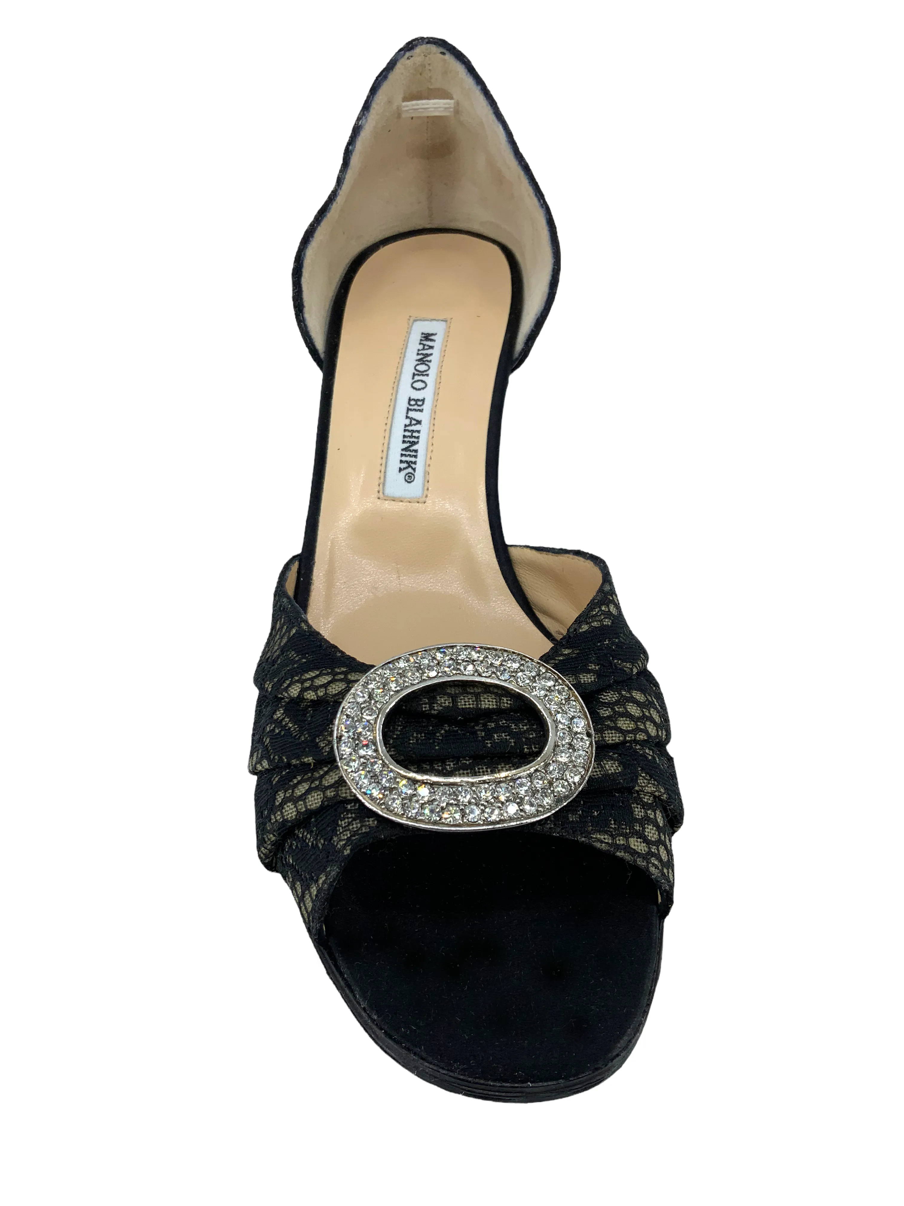 Manolo Blahnik Sedaraby Embellished Lace d'Orsay Pumps Size 10.5