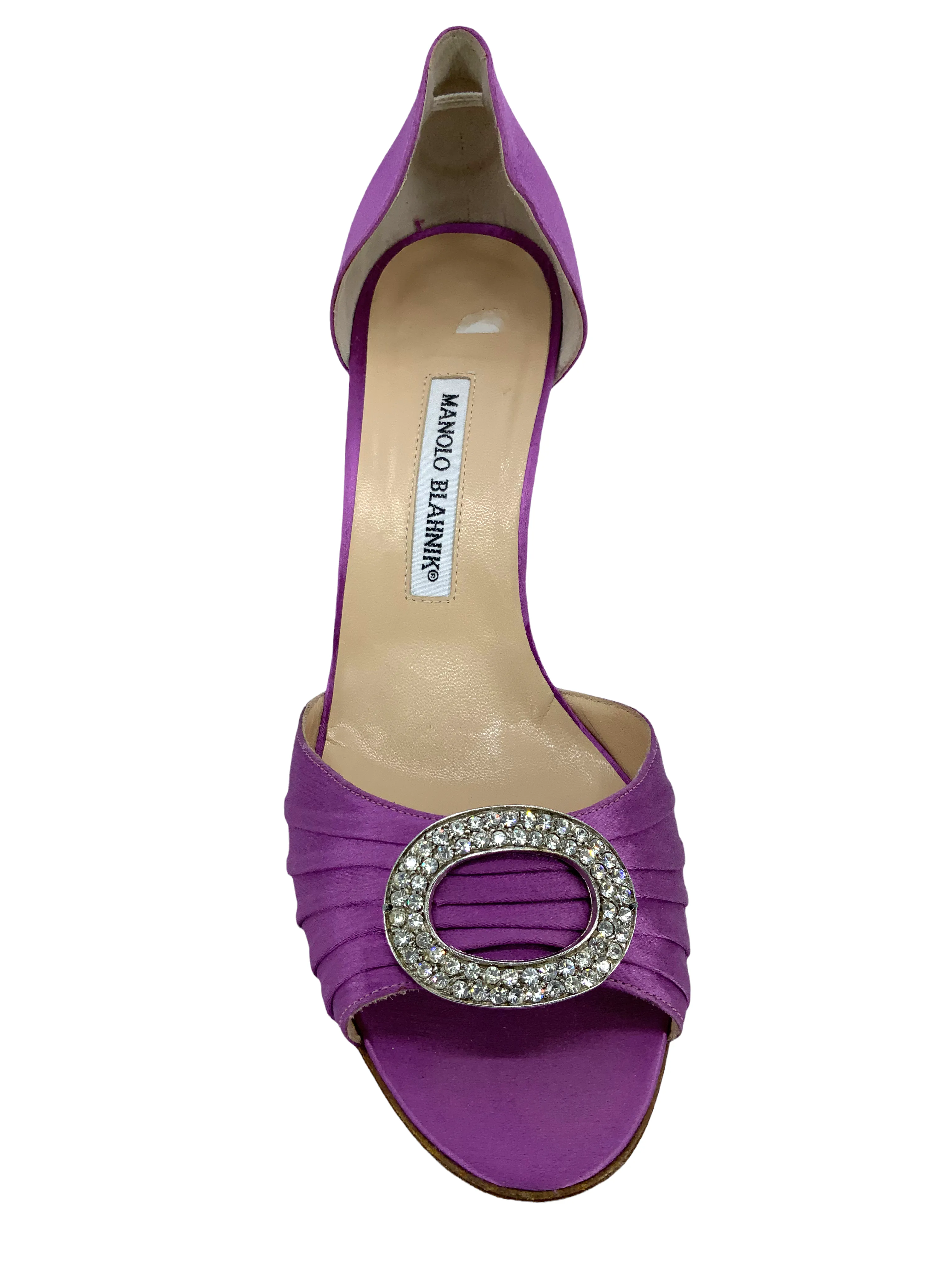 Manolo Blahnik Sedaraby Embellished Satin d'Orsay Pumps Size 10.5