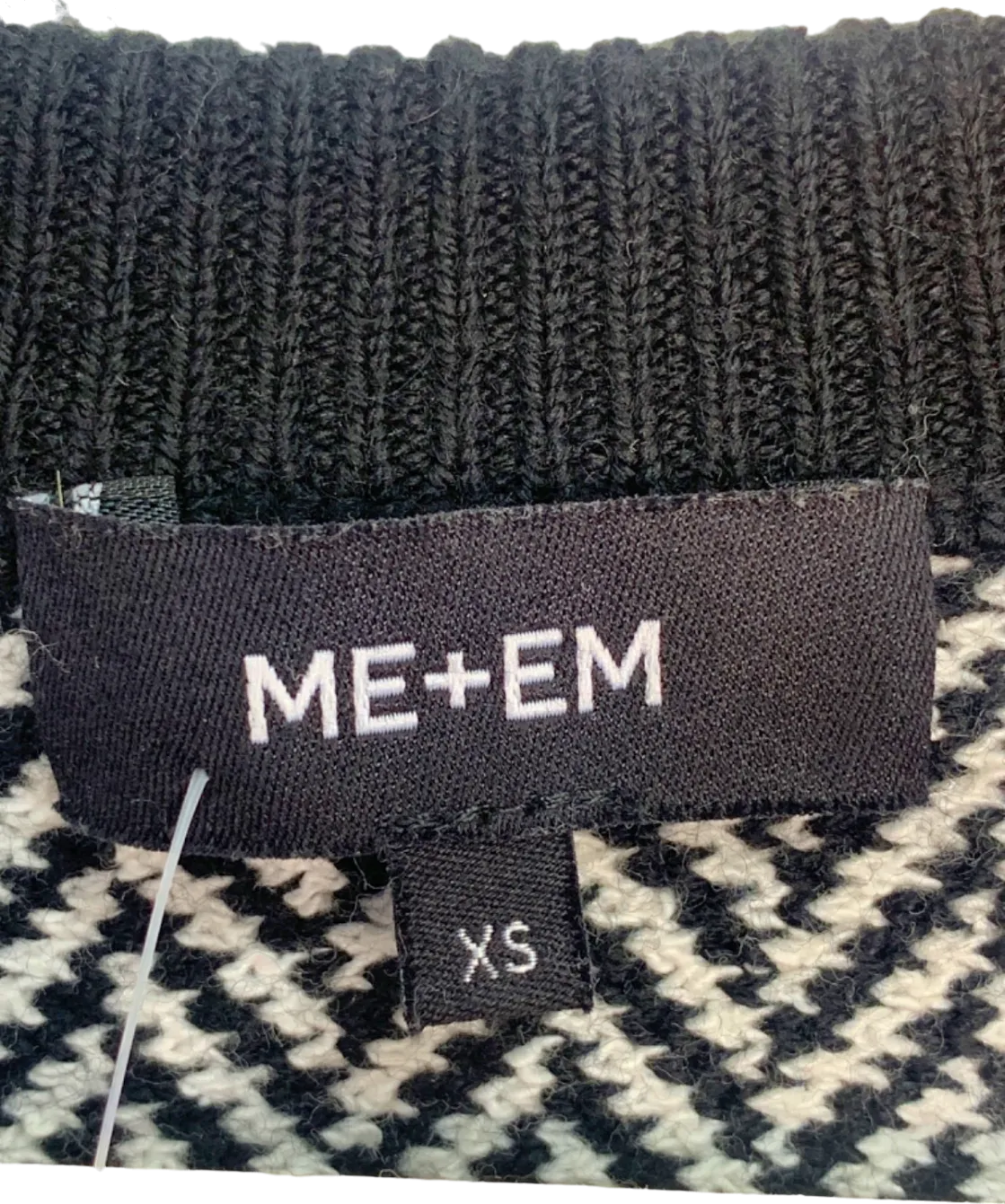 ME EM Black & White Herringbone Cardigan UK XS