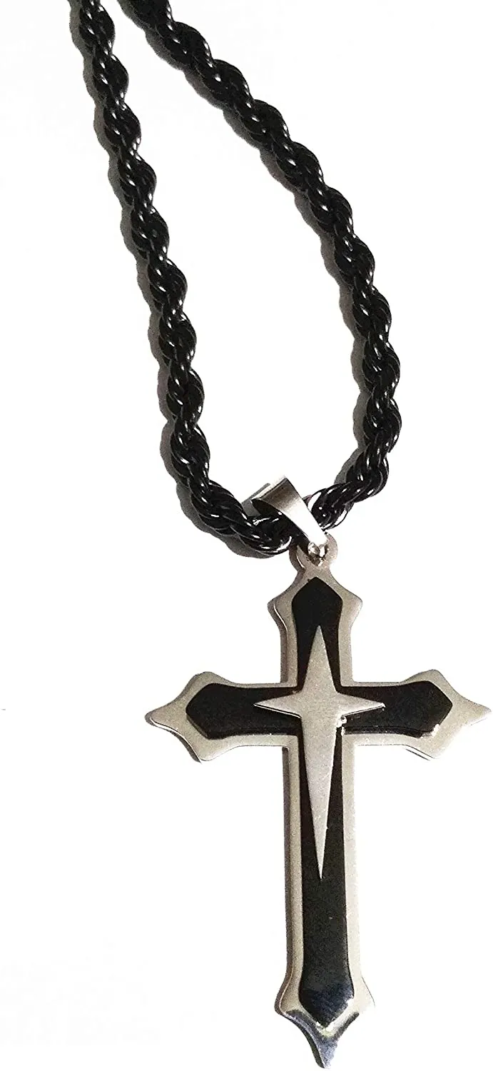 Men's Titanium Steel Set of 3 Layers Cross Pendant (Without Chain)