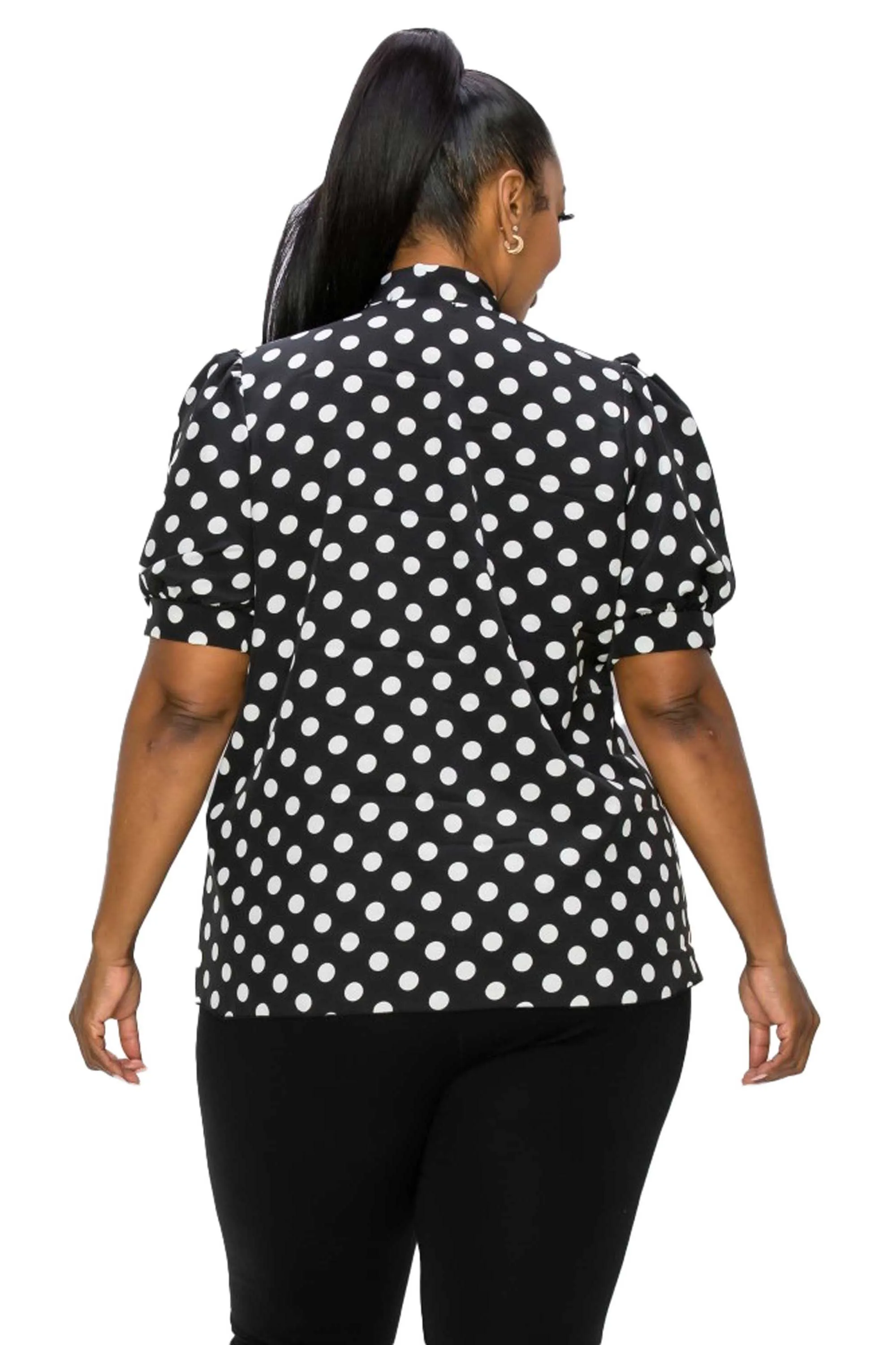 Minnie Polka Dot Tie Neck Blouse