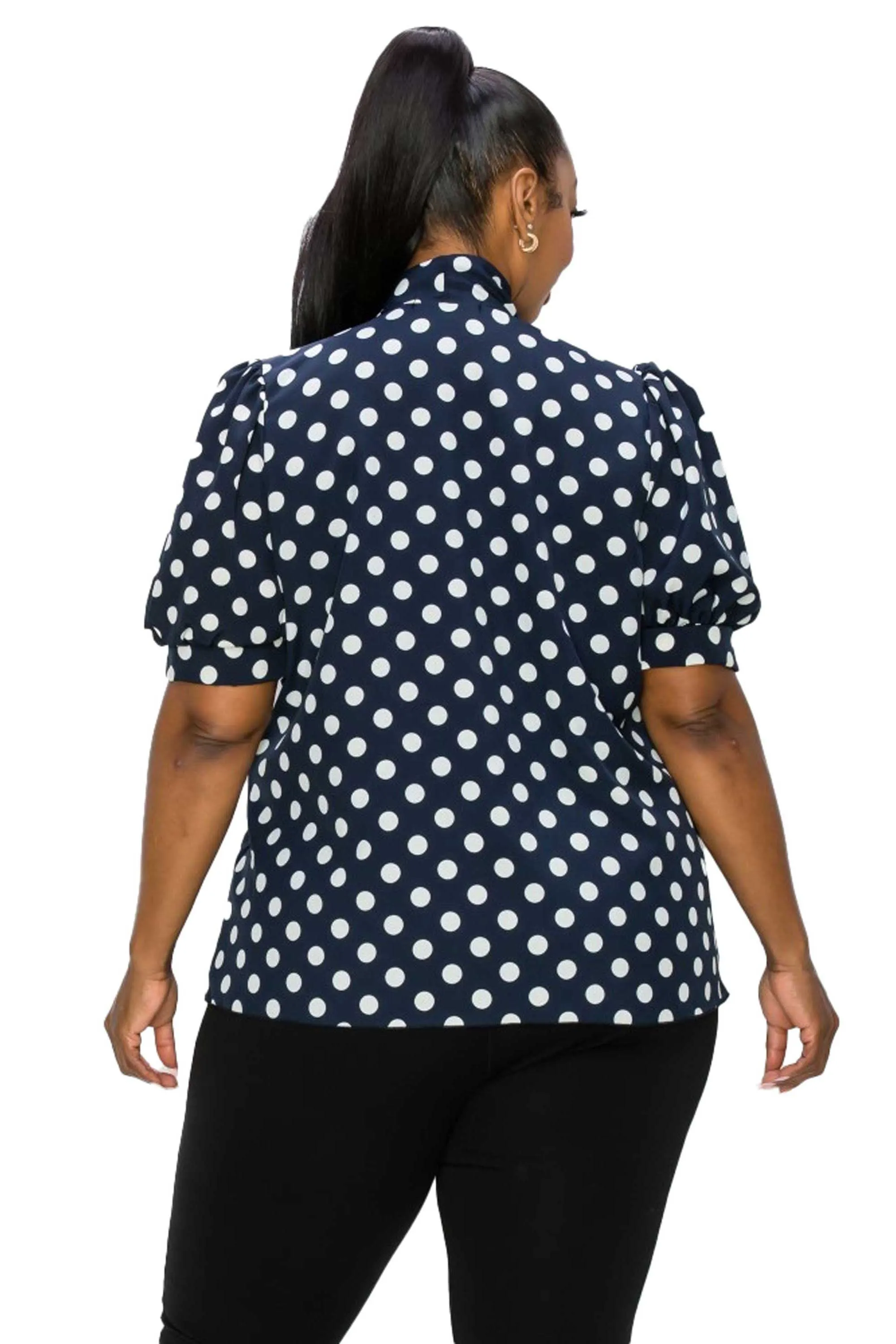 Minnie Polka Dot Tie Neck Blouse