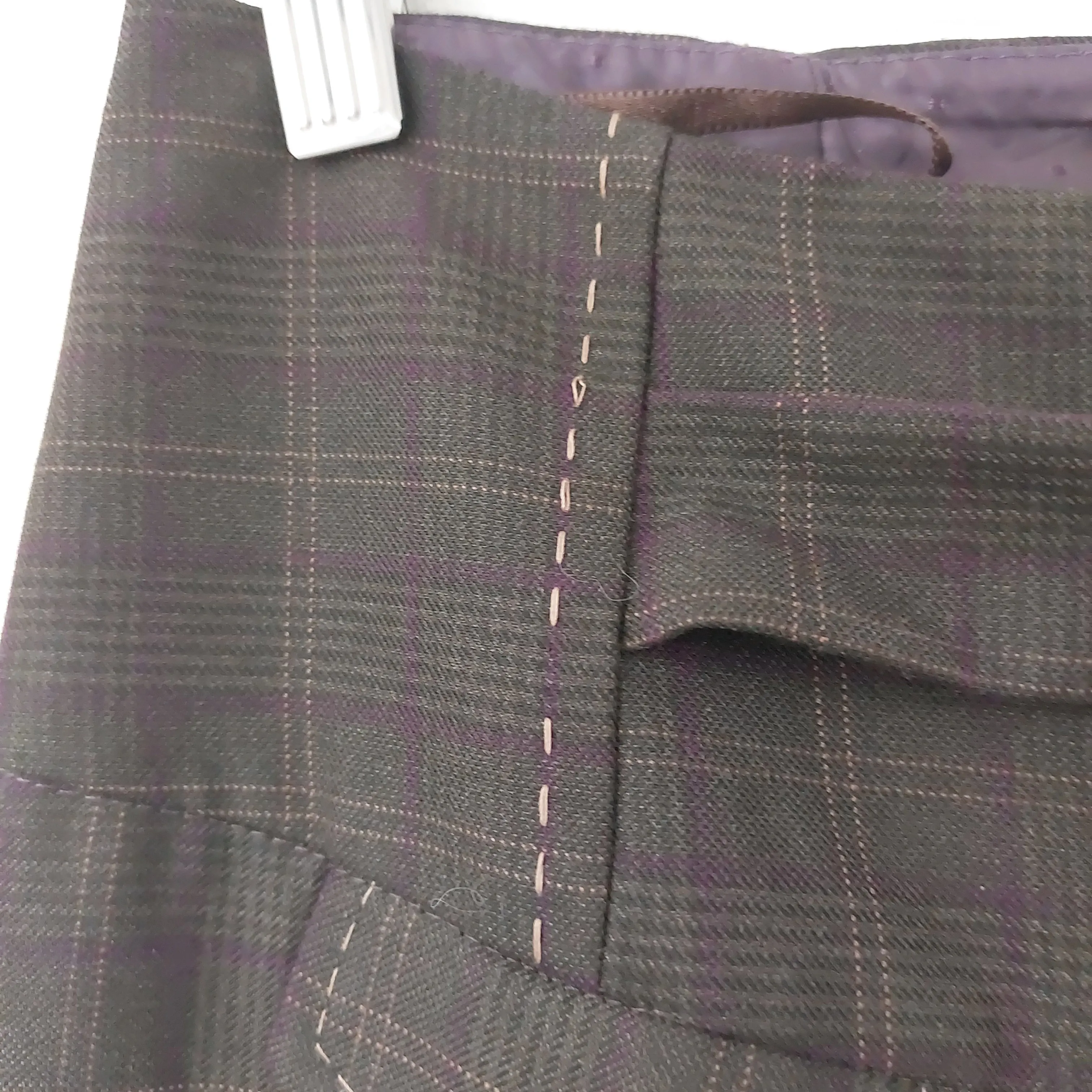 Next Grey And Purple Checked High Waisted Pants | Gently Used |