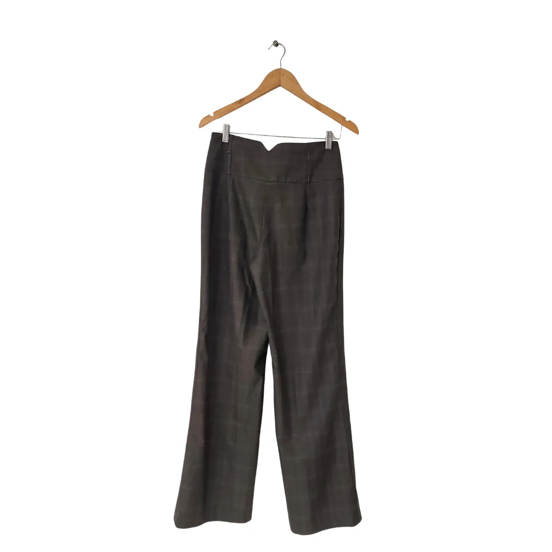 Next Grey And Purple Checked High Waisted Pants | Gently Used |