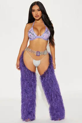 Nocturnal Diva Faux Fur Light Up Chaps - Purple