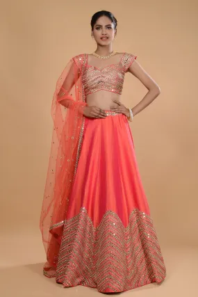 Orange Lehenga Set.