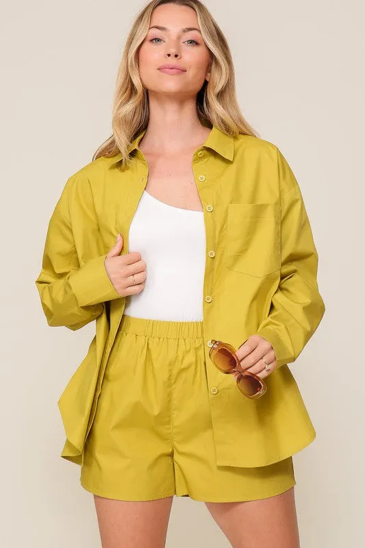 Oversized Poplin Long Sleeve Button Down Top