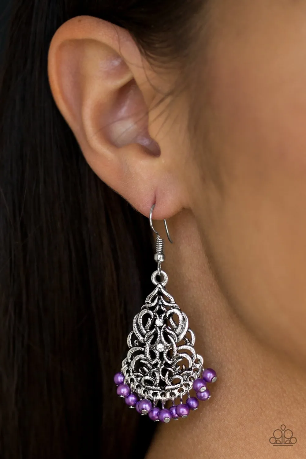 Paparazzi Baroque The Bank - Purple Earrings