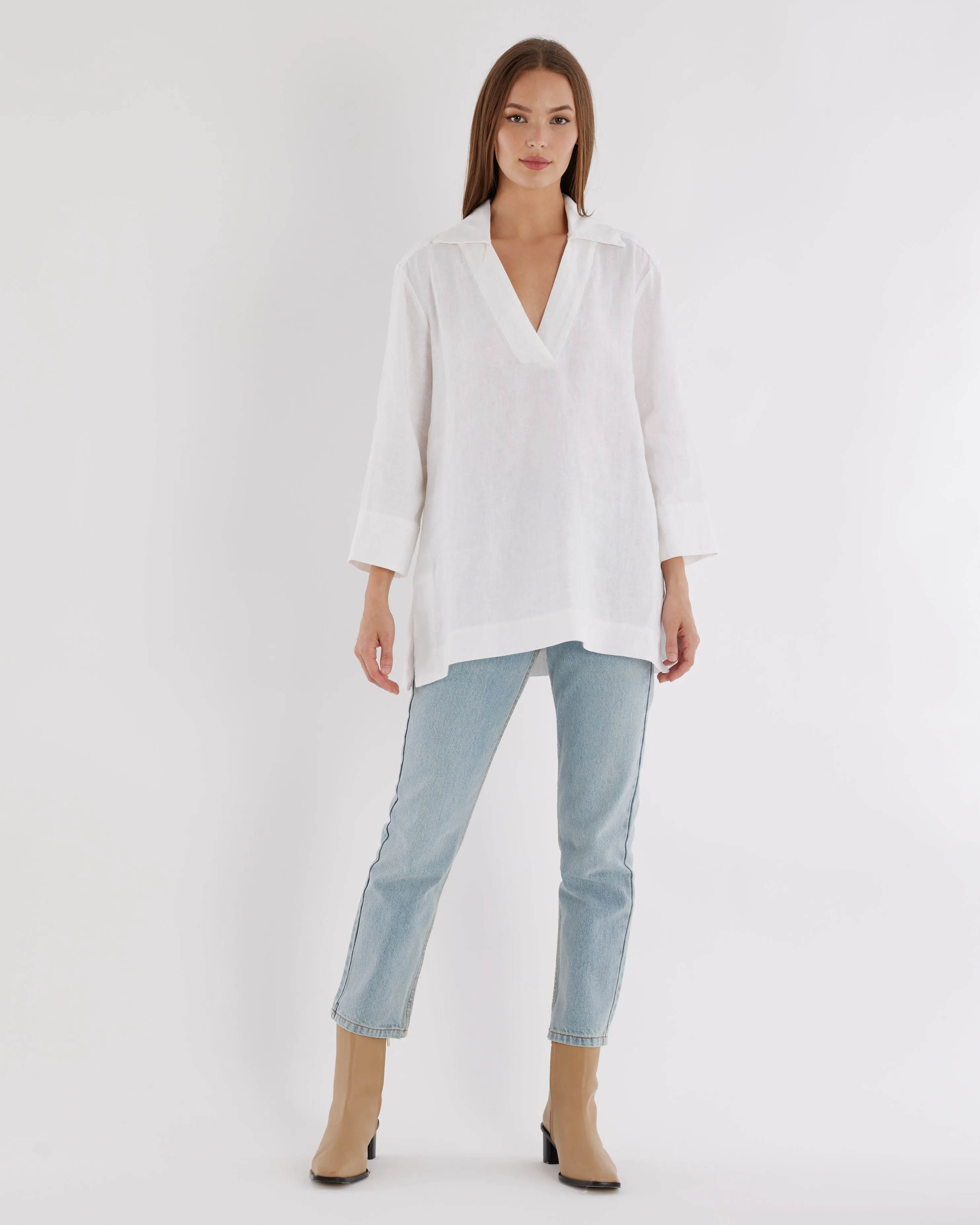 Pauline Linen Blouse - White