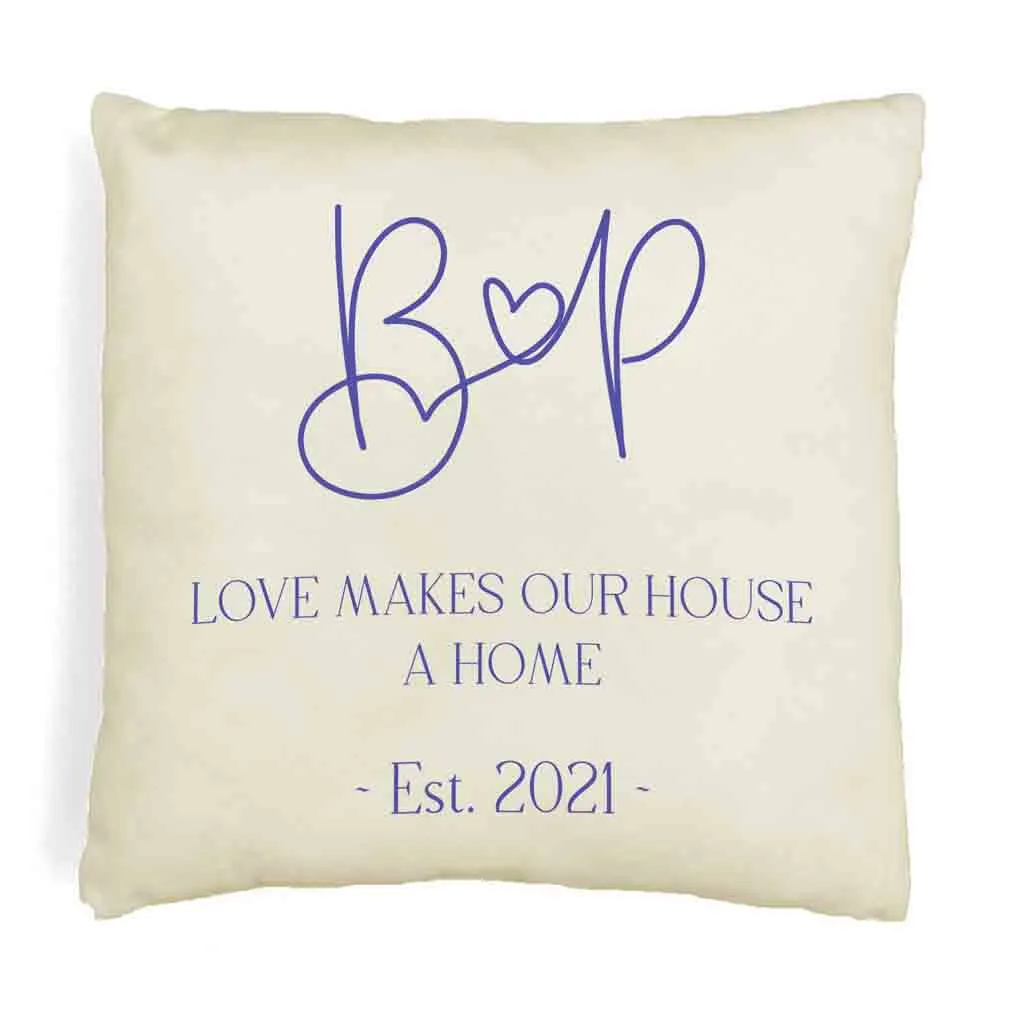 Personalized Throw Pillow Cover with Initials and Year