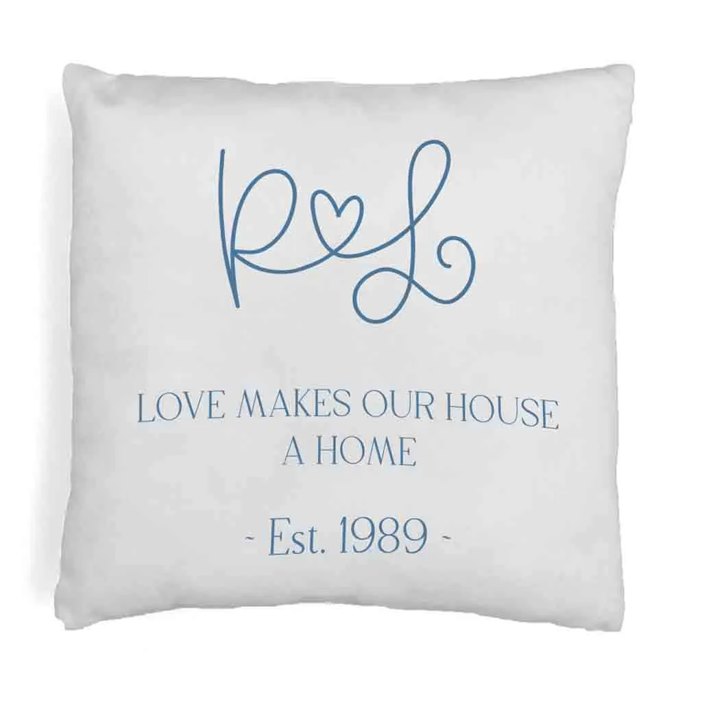 Personalized Throw Pillow Cover with Initials and Year