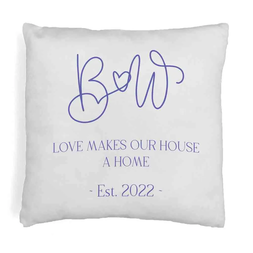 Personalized Throw Pillow Cover with Initials and Year