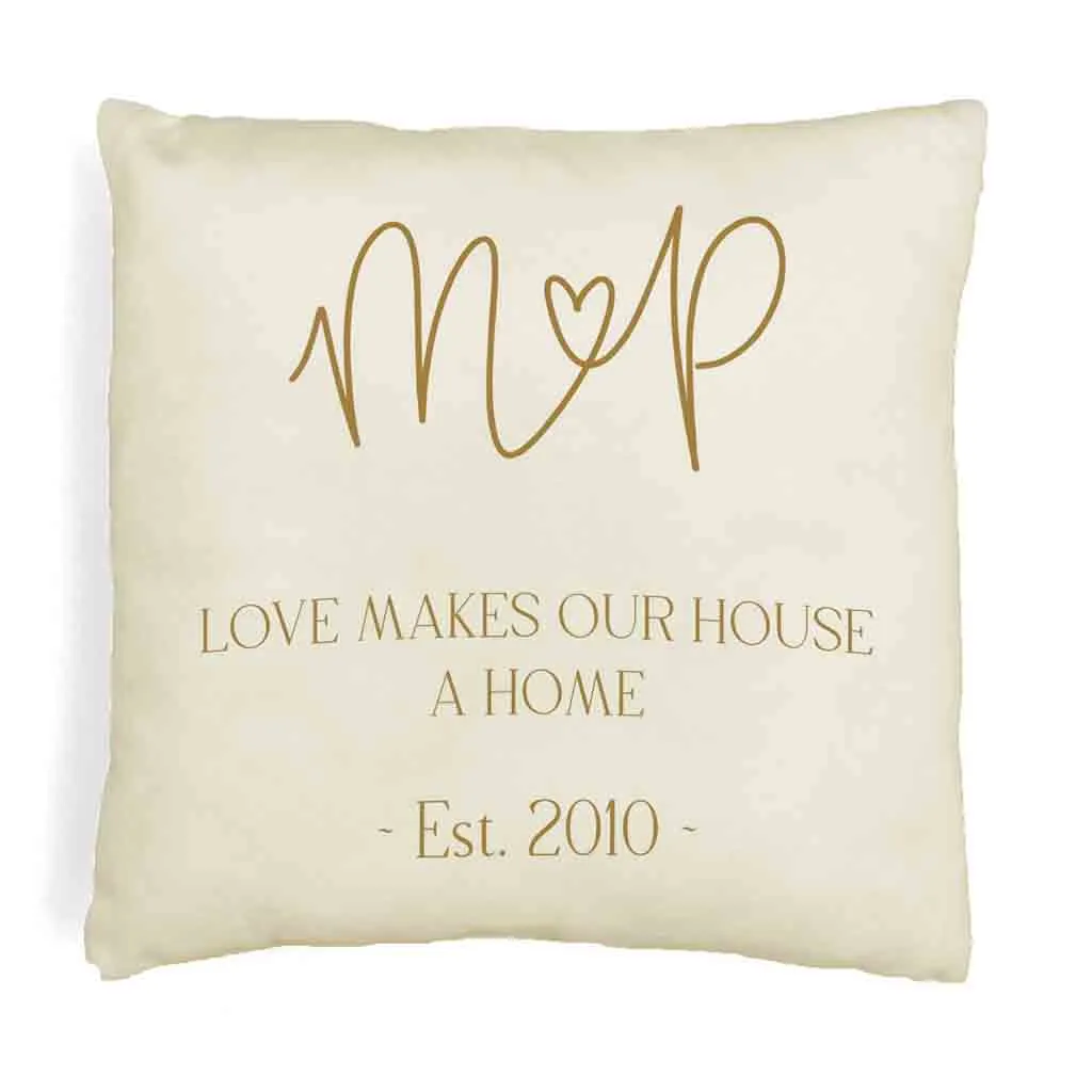 Personalized Throw Pillow Cover with Initials and Year