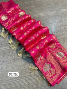 Pure Soft Dola Silk Meenakari Weaving Saree