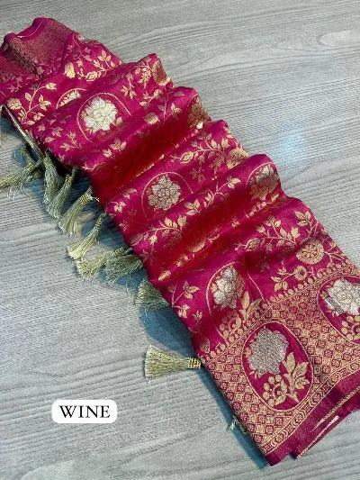 Pure Soft Dola Silk Meenakari Weaving Saree