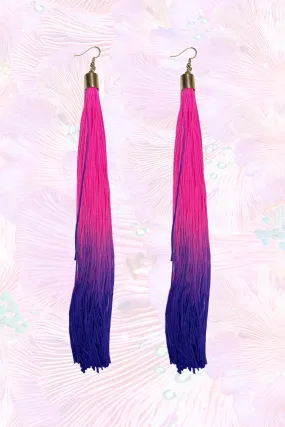 Purple and Pink Dip Dye Tassel Earrings