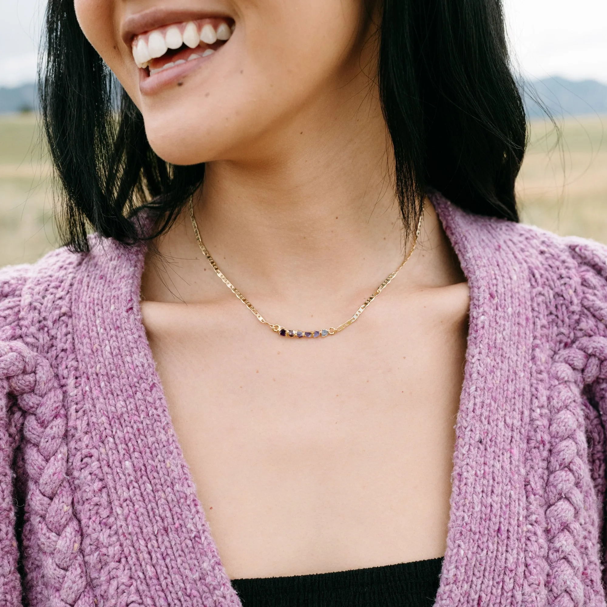 Purple Ombré Birthstone Necklace