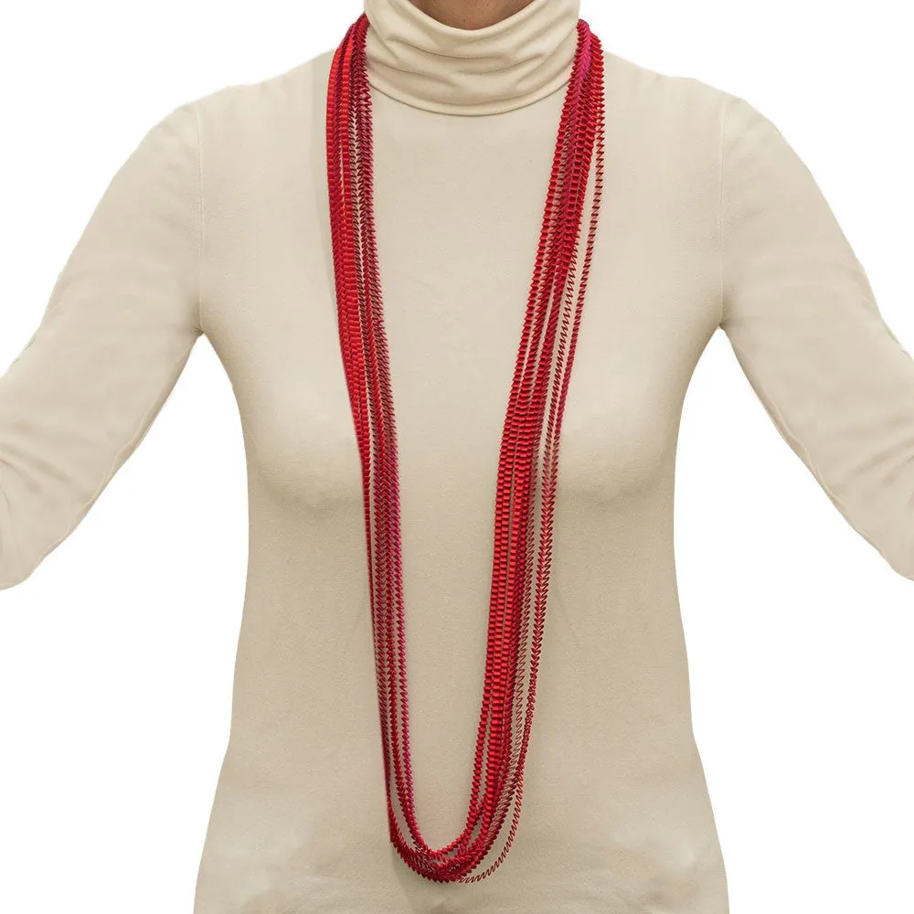 Satin Pleated Necklace Essilp Red Fuchsia KL317