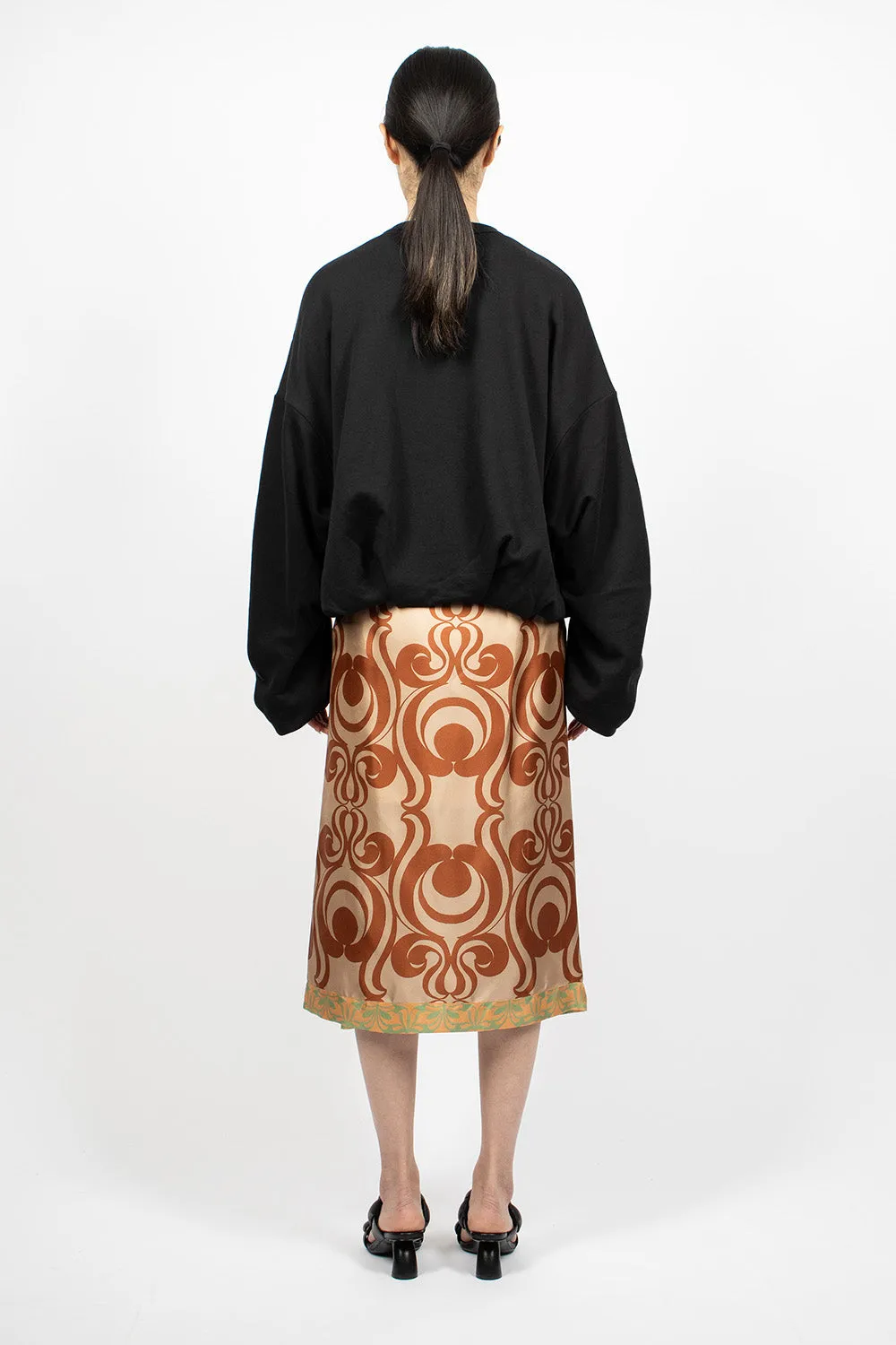 Silk Draped Skirt Brown