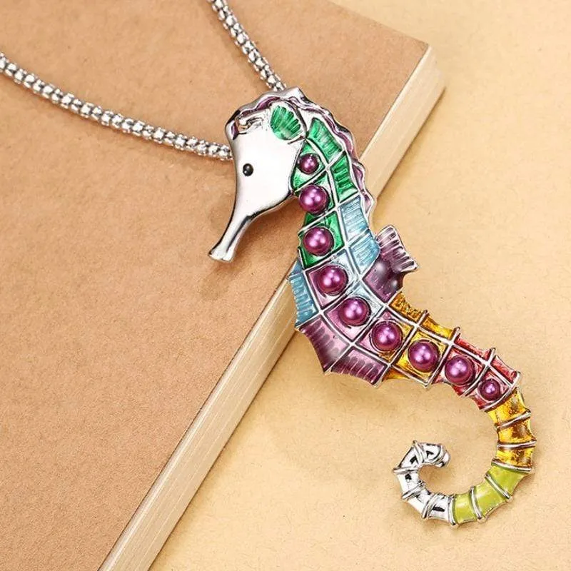 Song of the Seahorse Multi-Colored Necklace and Earrings