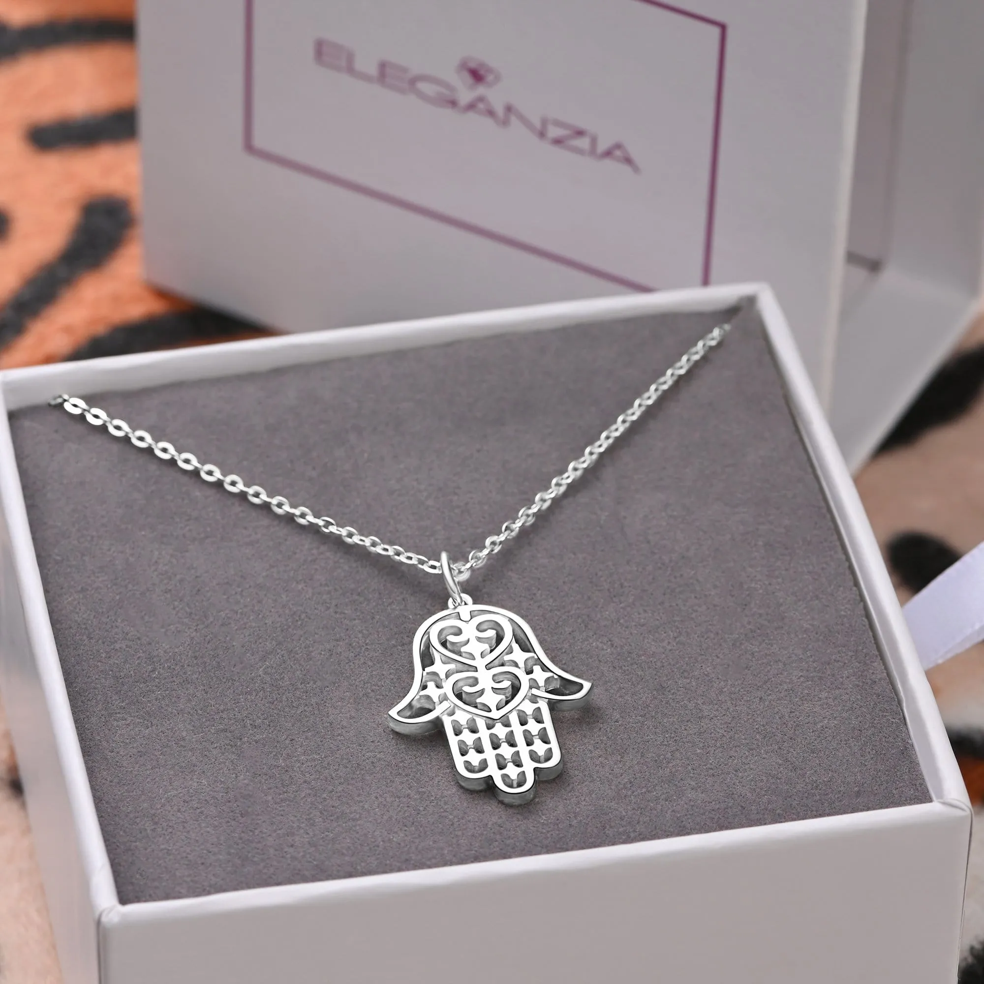 Sterling Silver Hamsa Hand Necklace