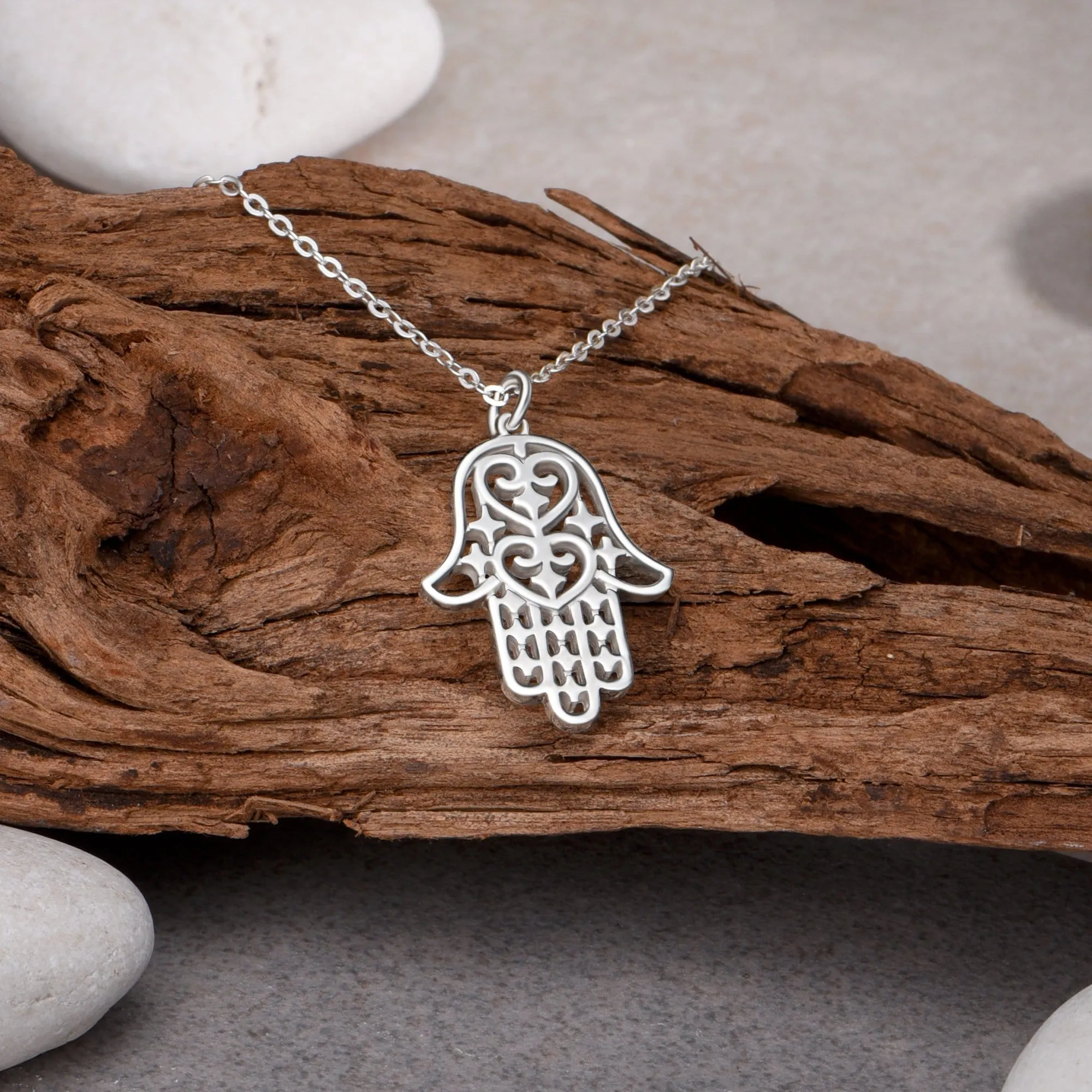 Sterling Silver Hamsa Hand Necklace