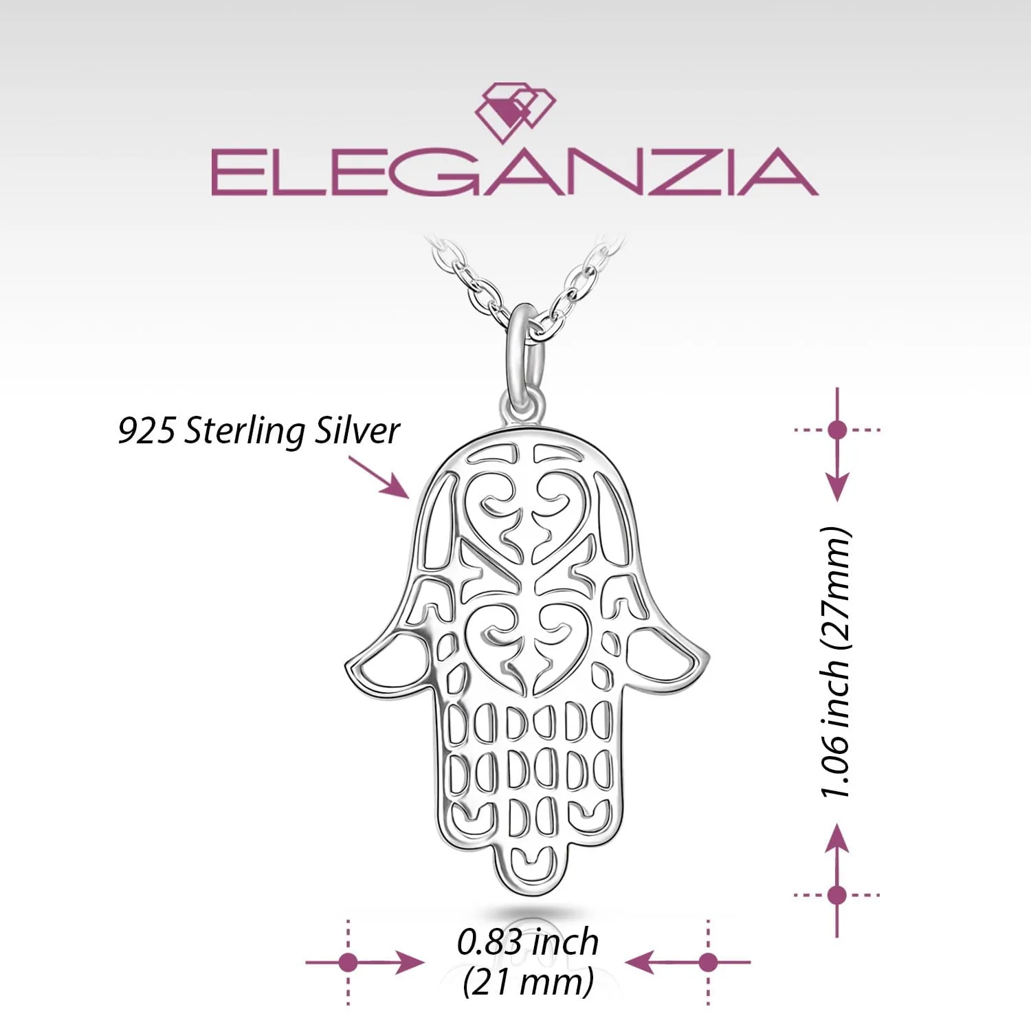 Sterling Silver Hamsa Hand Necklace