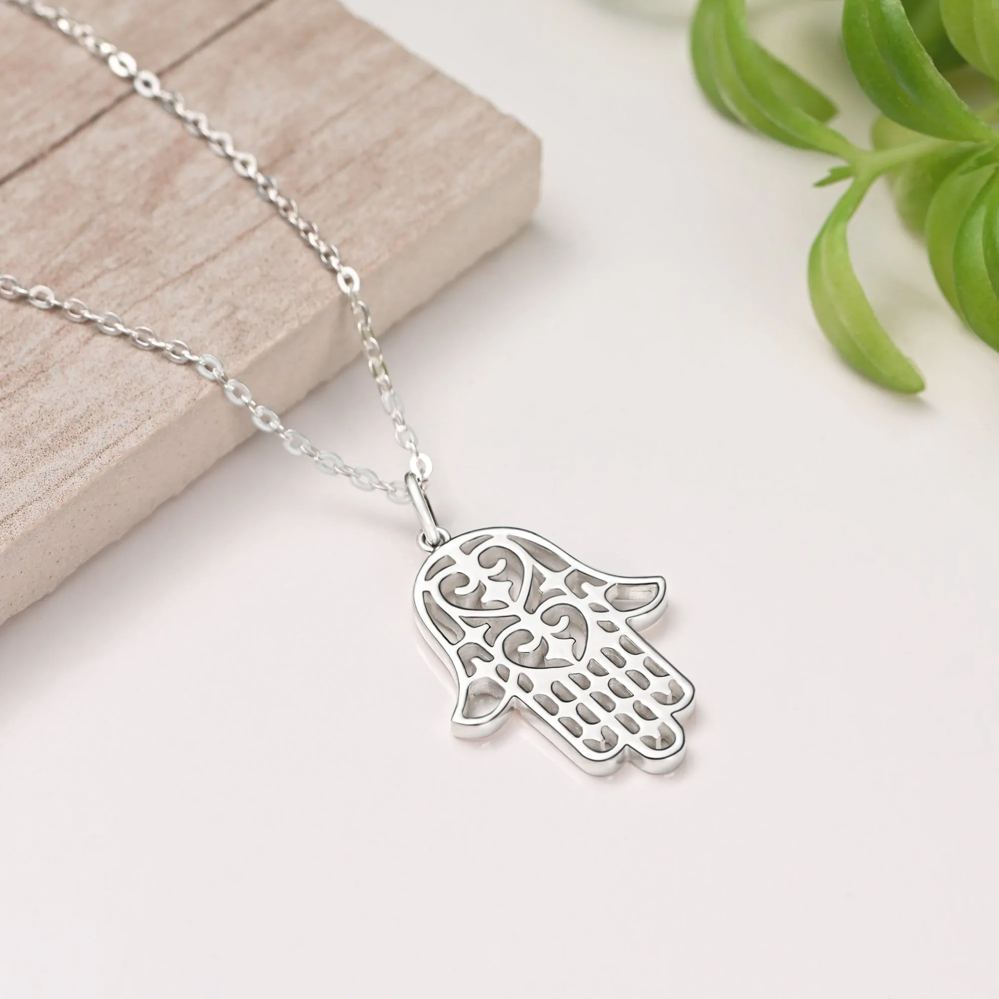 Sterling Silver Hamsa Hand Necklace