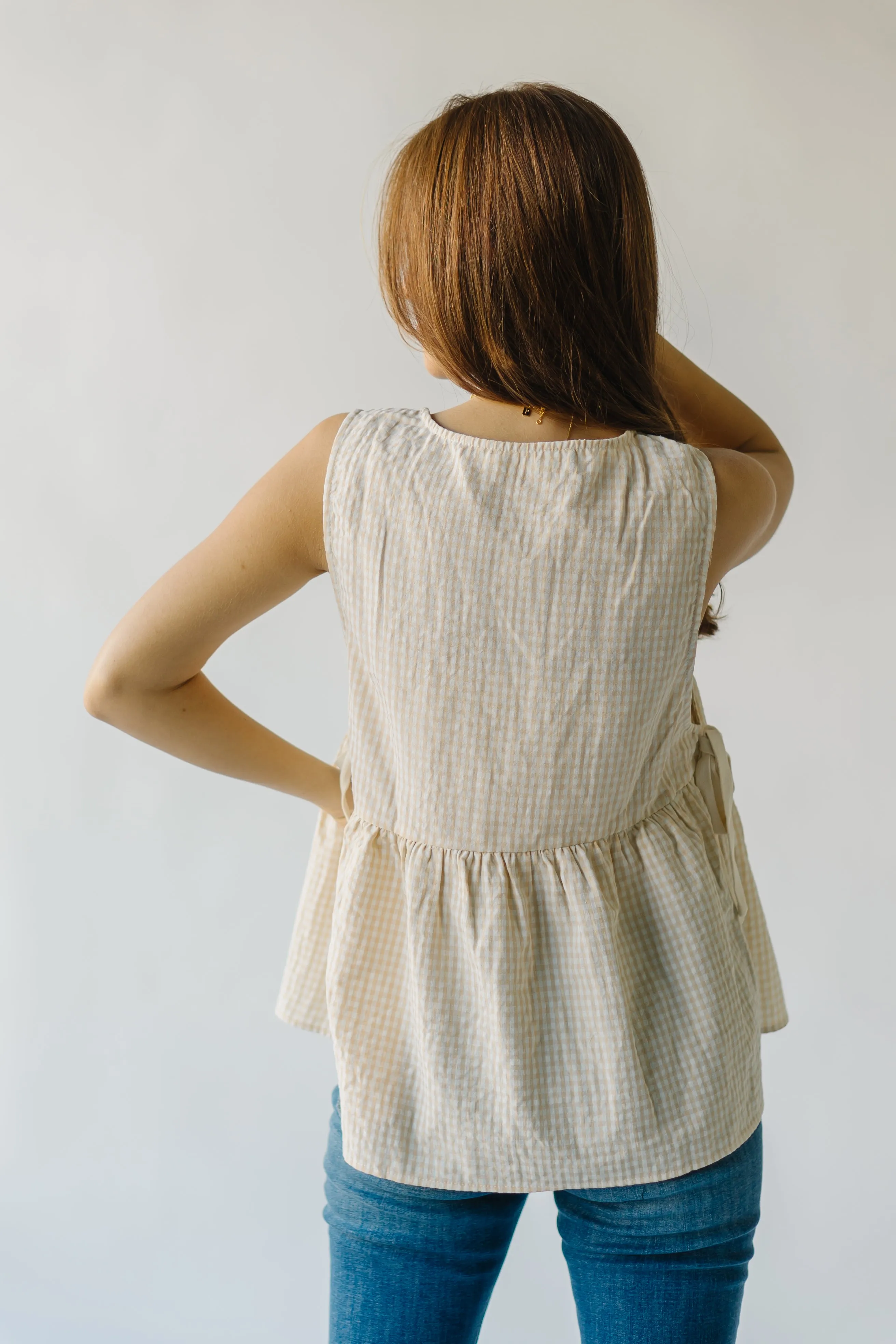 The Novesta Side Ruffle Blouse in Cream Multi