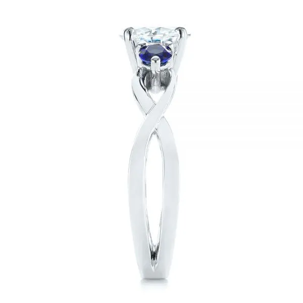 Three Stone Blue Sapphire Engagement Ring [Setting Only] - EC057