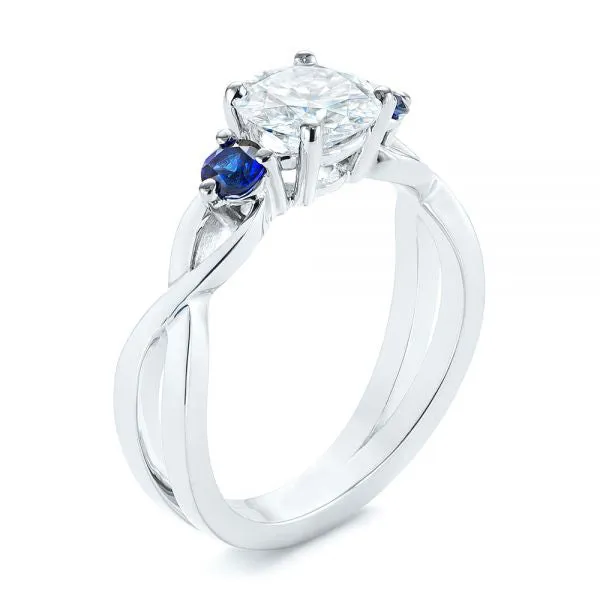 Three Stone Blue Sapphire Engagement Ring [Setting Only] - EC057