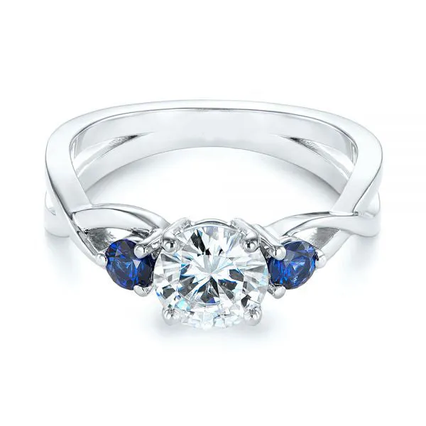 Three Stone Blue Sapphire Engagement Ring [Setting Only] - EC057